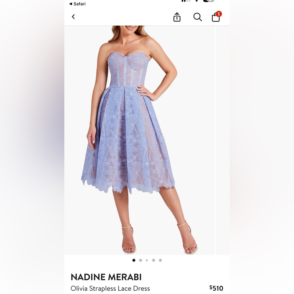 Nadine merabi Olivia Strapless Lace Dress